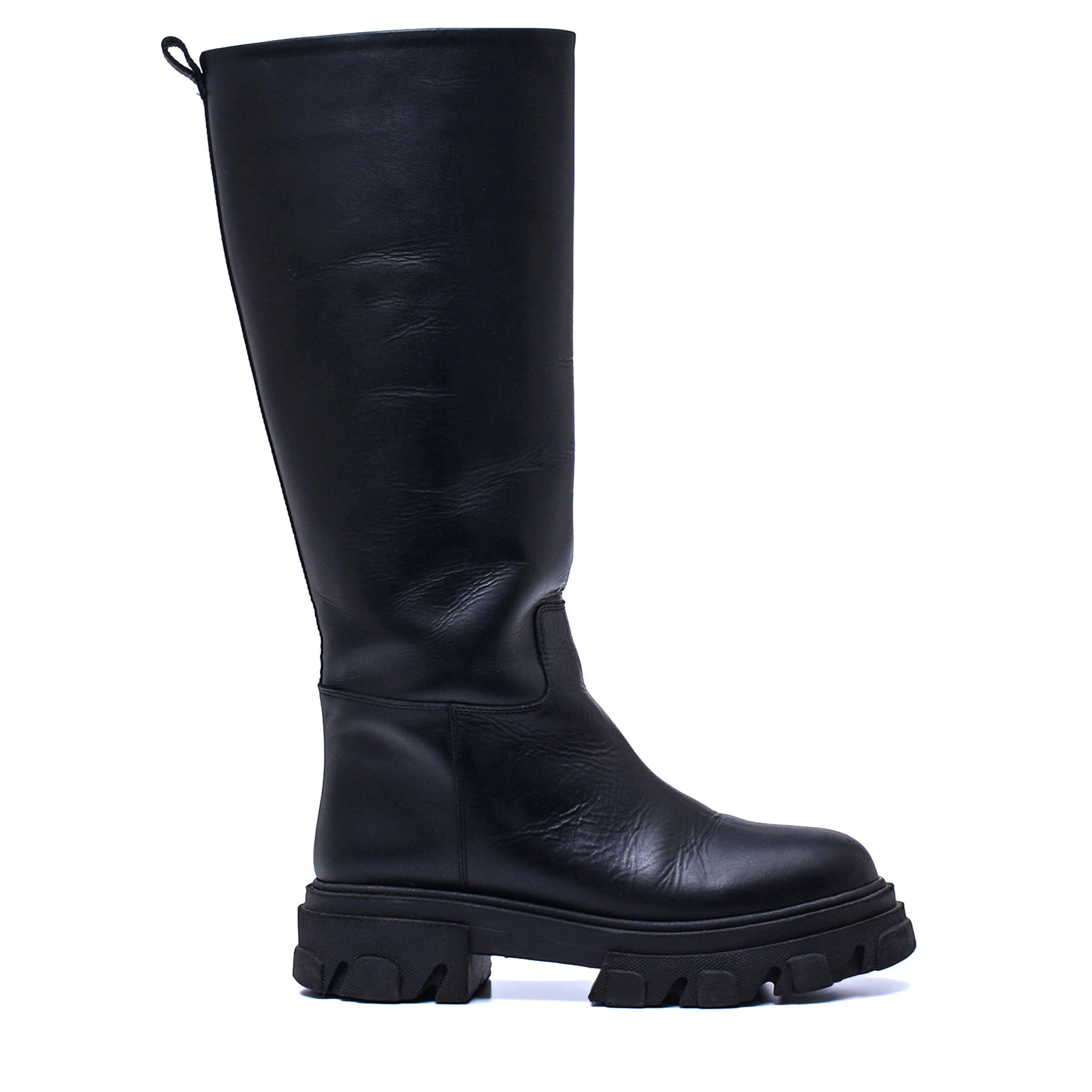 Gia X Pernille Teisbaek - Black Leather Bulldozer Long Boots / 40